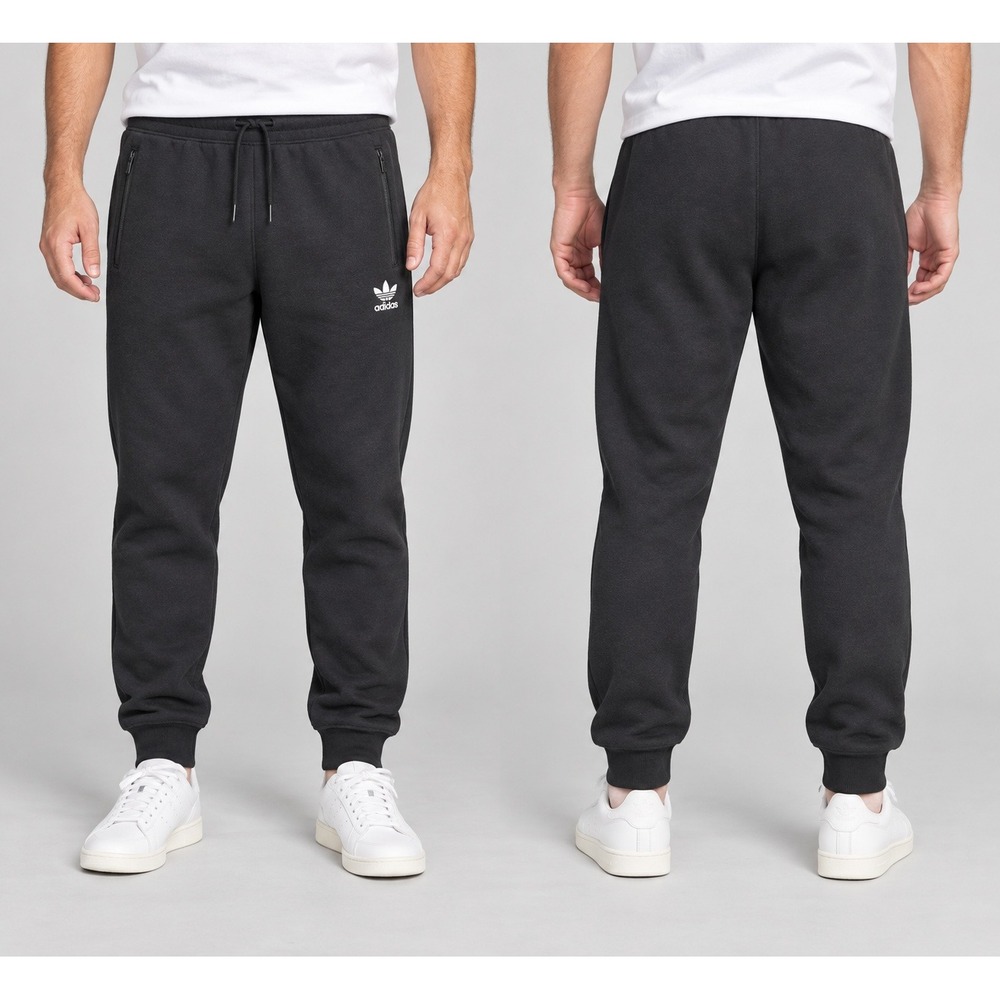 Adidas Joggers Mens Large Black Trefoil Logo Fleece Lined H34657